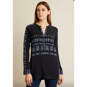 BCBG MaxAzria Women's 100% Silk Long Sleeve Blouse Small Luxe Boho Chic